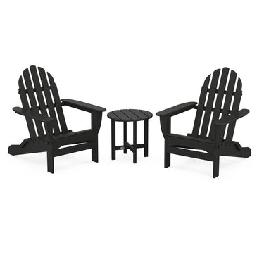 POLYWOOD Classic Folding Adirondack 3-Piece Set - Black
